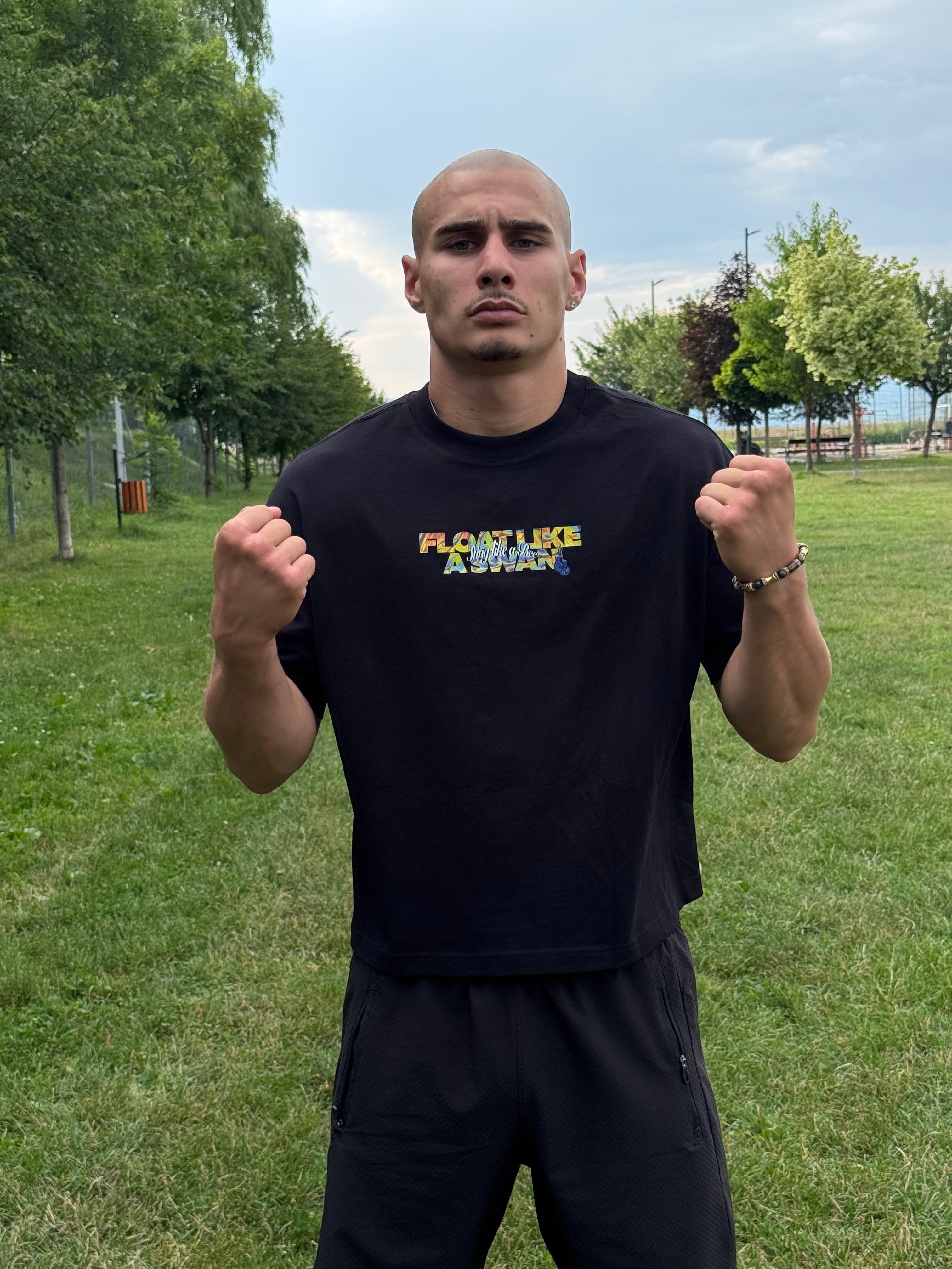 Tricou boxy negru🥊100% bumbac